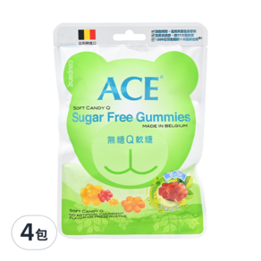ACE 無糖Q軟糖, 綜合, 48g, 4包