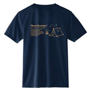 planet re:maker 中性款露營涼感短袖T恤, 海軍藍