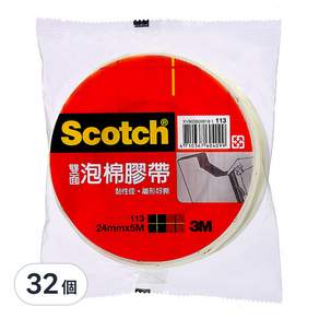 3M Scotch 雙面泡棉膠帶 113 24mm x 5m, 32個