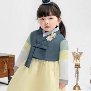 geumdongi hanbok 女童綠花貼孩童韓服套裝AW134+福袋