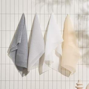 SHABATH Daily時尚沐浴巾, White+Ivory+Melange+Gray, 4件, 1組
