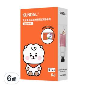 KUNDAL 昆黛爾 BT21 護手霜 爽身粉香 2入, 100ml, 6組