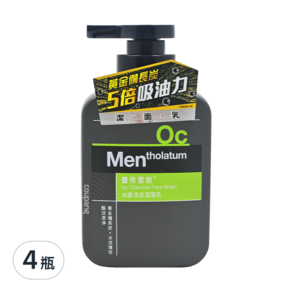 MENTHOLATUM 曼秀雷敦 男士冰振活炭潔面乳, 150ml, 4瓶