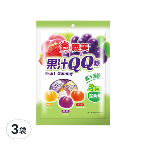 義美 寶吉果汁QQ糖 綜合, 88g, 3袋