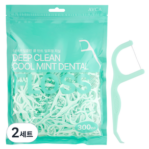 AVCA Deep Clean Cool 薄荷一次性牙線+便攜盒, 2包, 300支