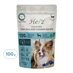 Herz 赫緻 乾飼料 輕巧包, 無穀紐西蘭鹿肉, 100g, 1包