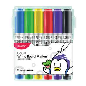 MONAMI 慕那美 彩色白板筆 A款 6入, 黃色、紅色、綠色、藍色、紫色、黑色, 1套