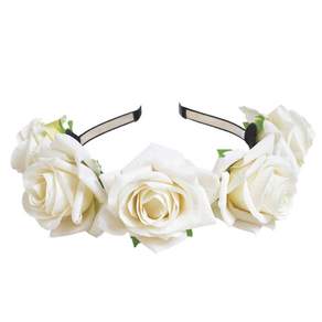 Party Fang DO 新娘送禮會玫瑰花冠頭帶, 白色的, 1個