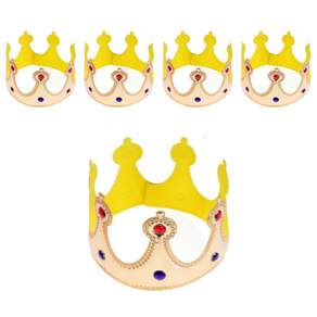 派對皇冠, 王冠(金色)+寶石(隨機出貨), 5入