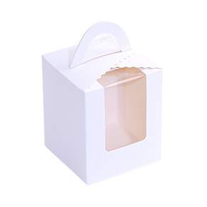 提手開窗包裝盒小9.2×9.2×11cm, 白色的, 25個