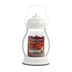 YANKEE CANDLE 香氛蠟燭 L號+融燭燈+燈泡 2入, 暖色（純白）、蠟燭（黑櫻桃）