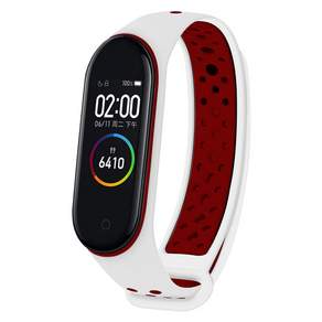 小米 Mi Band 3/4相容雙色運動錶帶, MB8551, 白紅