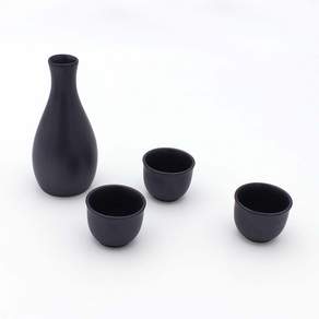 瓷杯 3入+黑色瓷製水瓶, 1套, 玻璃水瓶 + 玻璃 3p