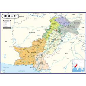 Map.Come 塗裝的巴基斯坦行政地圖 110 x 78cm, 1個