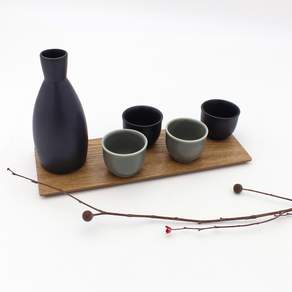 Porcelain Period 啞光黑灰 Tokuri 5p 套組, 1套, Tokuri + Glass 4p