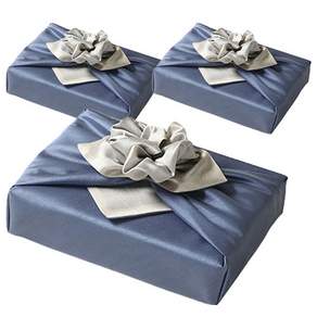 禮盒絲綢雙層包袱布 80*80cm, 109天藍色+象牙色, 3個