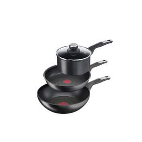 Tefal 特福 鈦塗層電磁爐平底鍋 2款+電磁爐湯鍋組, 連體鍋18cm+平底鍋28cm+平底鍋28cm, 混色