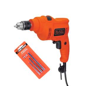 BLACK+DECKER 百得 有線電鎚鑽TP555K+3種鐵木鑽頭A8031G, 1套