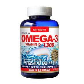 TONG Life Omega3維他命D魚油膠囊, 180顆, 1罐