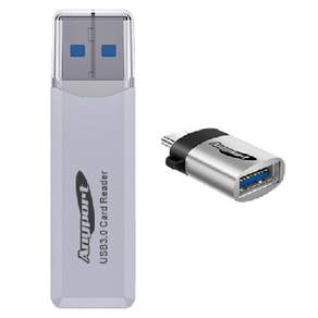 Anyport USB 3.0 SD 讀卡器 + USB 3.0 Type C OTG 性別, 白色的, AP-U30W（讀卡器）