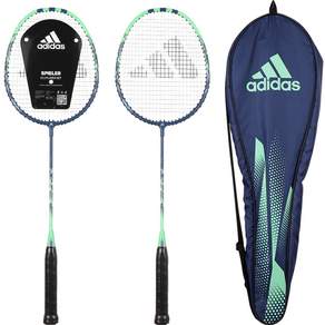 adidas 愛迪達 Spiller E1.2ST Wonder Steel 羽毛球成人球拍 2p + 全罩套組, 1套, 單品