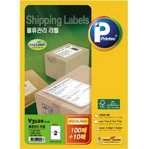 Printec Any Label 物流管理標籤 V3120-110 110p, 1個, 2格