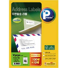 Printec Any Label 物流管理標籤 V3230-110 110p, 1個, 14格