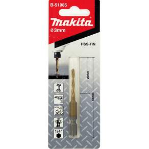 Makita 牧田 高速鋼 TiN 金屬鑽頭 3mm B-51085, 1個