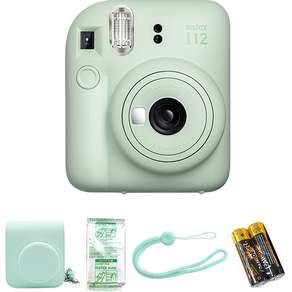 Instax 即時相機 Mini 12 薄荷綠 + 專屬包款 + 底片 10p + 背帶套裝, 單品, 1組