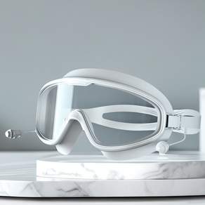 Elso成人護目鏡，防霧耳罩，一體成型護目鏡+收納盒, 白色