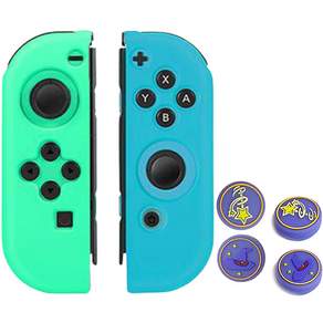 Eeene Nintendo Switch Joy-Con霍格華茲主題搖桿保護套 4種+Joy-Con矽膠保護套 綠色森林+藍色組, 單品, 1組