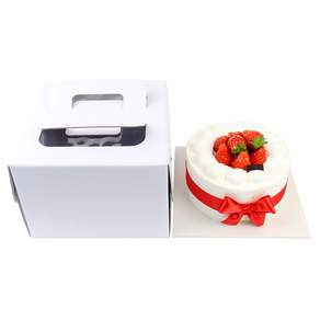 INP白色戚風蛋糕盒+杯墊套裝1號, 3組, 白色