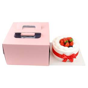 INP白色戚風蛋糕盒+杯墊套裝1號, 3組, 粉色