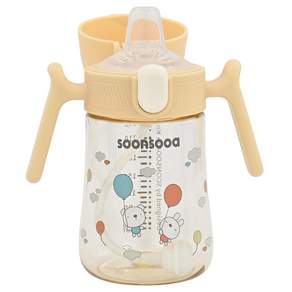 soonsooa 嬰兒 PPSU 一觸式吸嘴杯 240ml, 1個, Light Beige