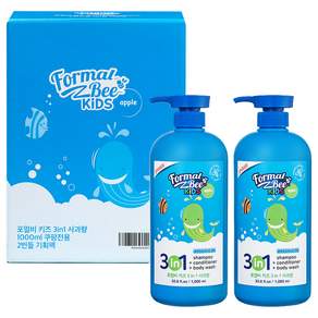 Formal Bee Kids 3合1 嬰幼兒洗潤髮沐浴乳 蘋果香, 1L, 2瓶