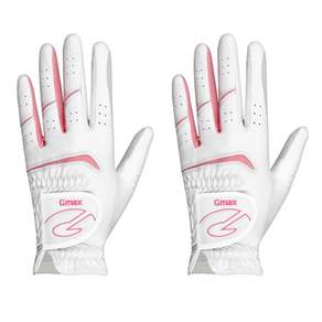 GMAX 女款雙層軟墊半羊皮高爾夫左手手套 2支入, 白色的