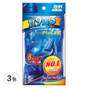 Gillette 吉列 長柄潤滑輕便刀 日本包裝, 12入, 3包