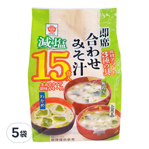 Masuya Miso 升屋 15食入綜合即食減鹽味噌湯, 300g, 5袋