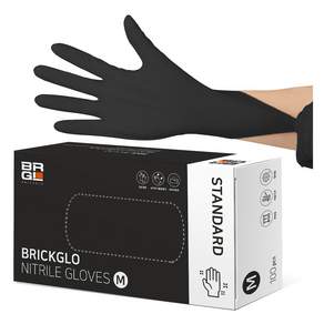 BRICKGLO 標準型合成橡膠手套, M號, 黑色, 100件, 1盒