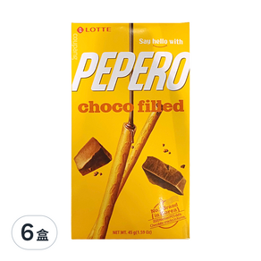 PEPERO 巧克夾心棒, 45g, 6盒