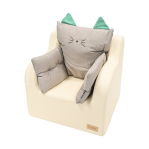 GGUMBI 嬰幼童沙發+貓咪靠墊組, 奶油米色, 1組