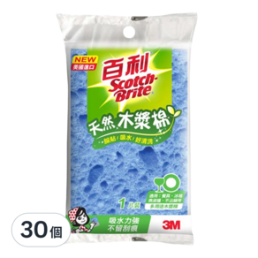 3M Scotch-Brite 百利 400T天然木漿棉 顏色隨機, 30個