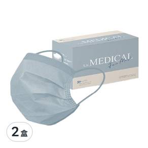 上好生醫 成人平面醫療防護口罩, 青燕灰, 50片, 2盒