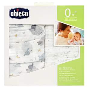 chicco 寶貝嬰兒純棉透氣包巾毯 2入