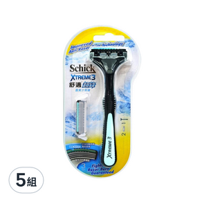 Schick 舒適牌 超鋒3刮鬍刀 刀把*1+刀片*2 34g, 5組