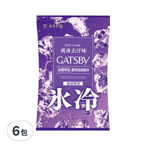 GATSBY 體用濕巾 冰涼果香 70g, 10張, 6包