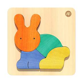 mideer 木質積木拼圖 兔子, 4片, 1個