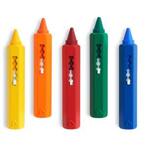 滿趣健munchkin 可沖洗沐浴遊戲蠟筆, 黃色+橘色+紅色+綠色+藍色