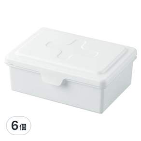 inomata 掀蓋式濕紙收納盒 L 17.2 x 12.9 x 6.6cm, 白色, 6個