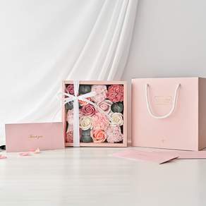 cocodor 珂珂朵爾 人造花禮盒+提袋組, 粉色